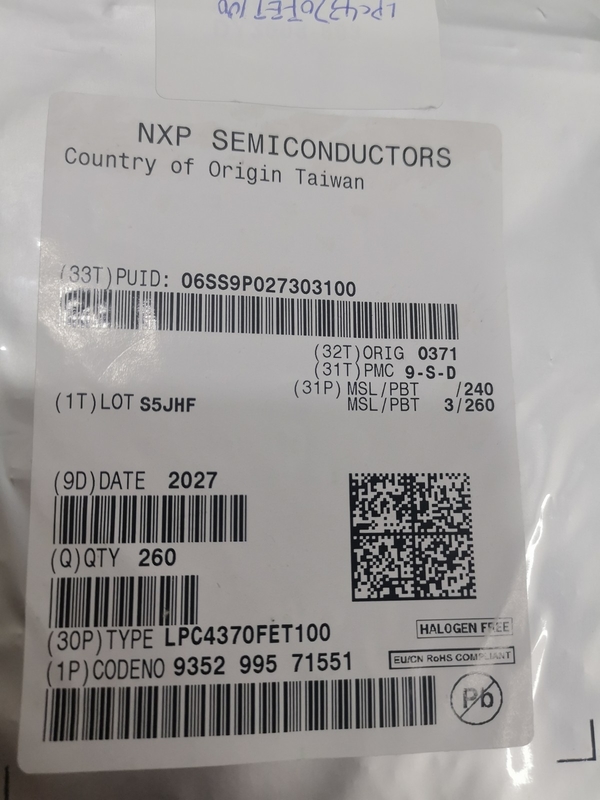 میکروکنترلر آی سی تراشه مدار مجتمع LPC4370FET100 100-TFBGA کاملا نو اصل و استفاده نشده